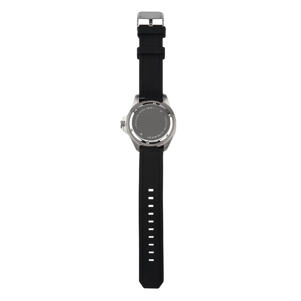 Black Steel Silicon Strap Watch