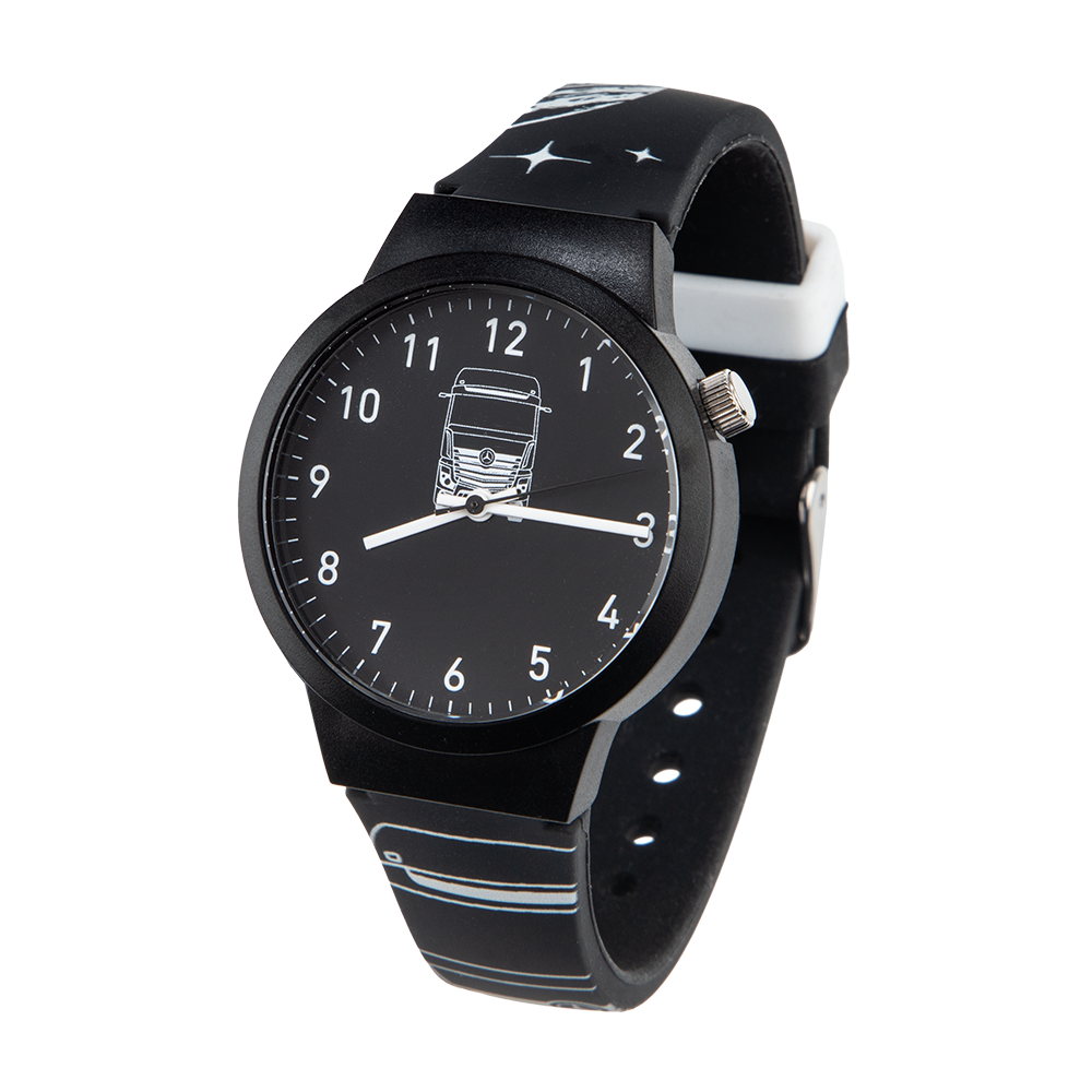 Kinder Uhr Truck schwarz